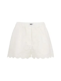 Eyelet lace boxer-style shorts