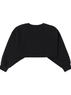 Felpa cropped in cotone con logo