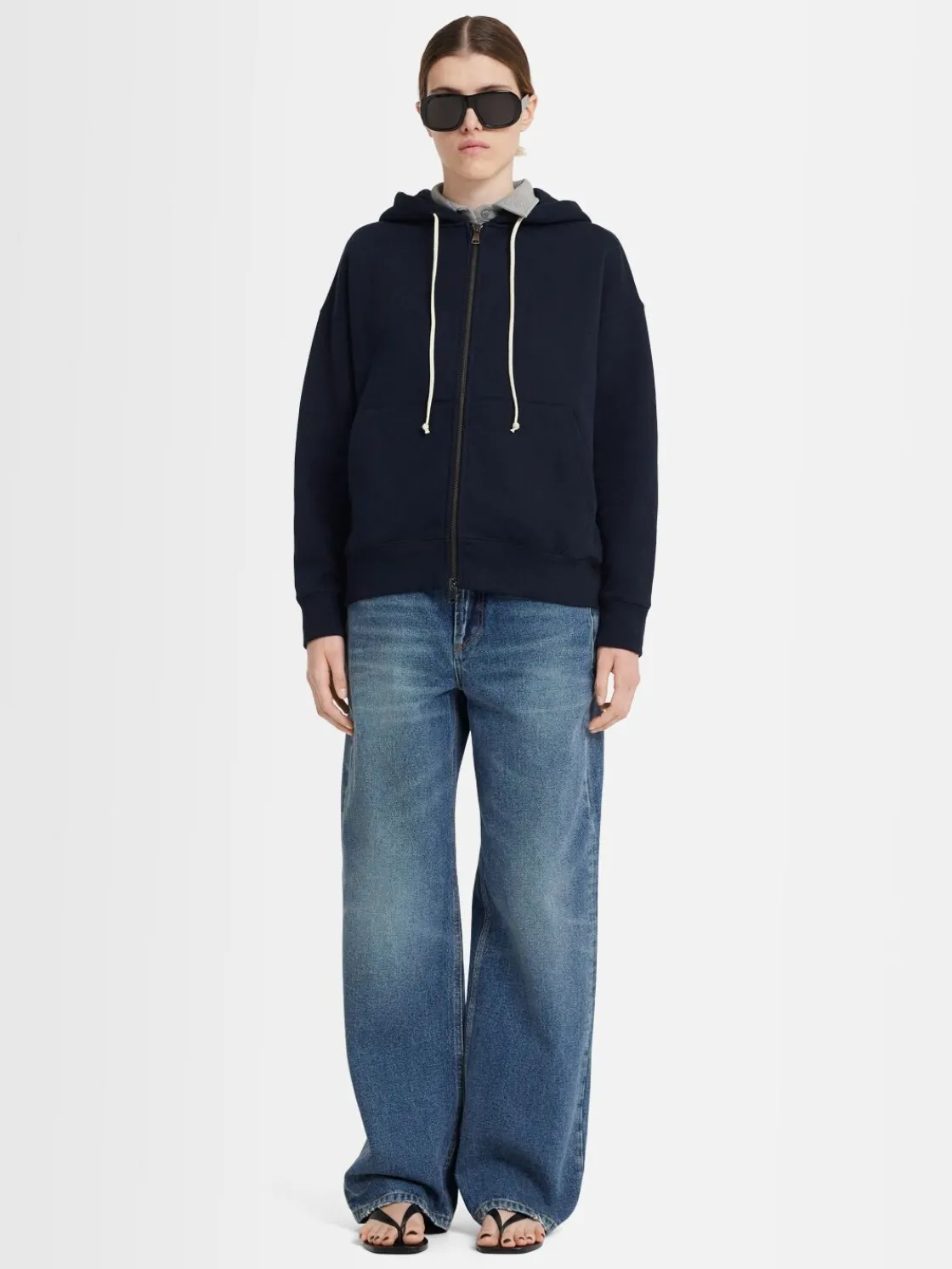 Felpa Grace in cotone felpato con zip e cappuccio