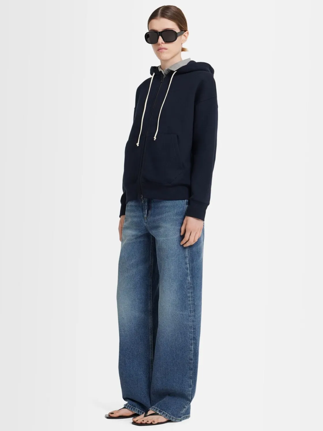 Felpa Grace in cotone felpato con zip e cappuccio