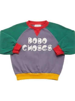 Felpa in cotone color block con stampa