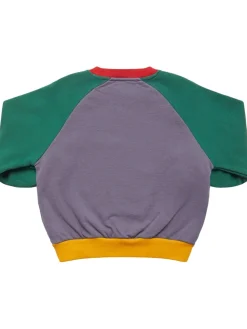 Felpa in cotone color block con stampa