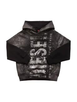 Felpa in cotone con cappuccio e logo