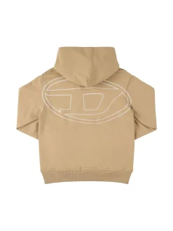 Felpa in cotone con logo e cappuccio
