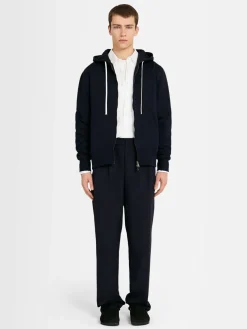 Felpa in cotone con zip e cappuccio