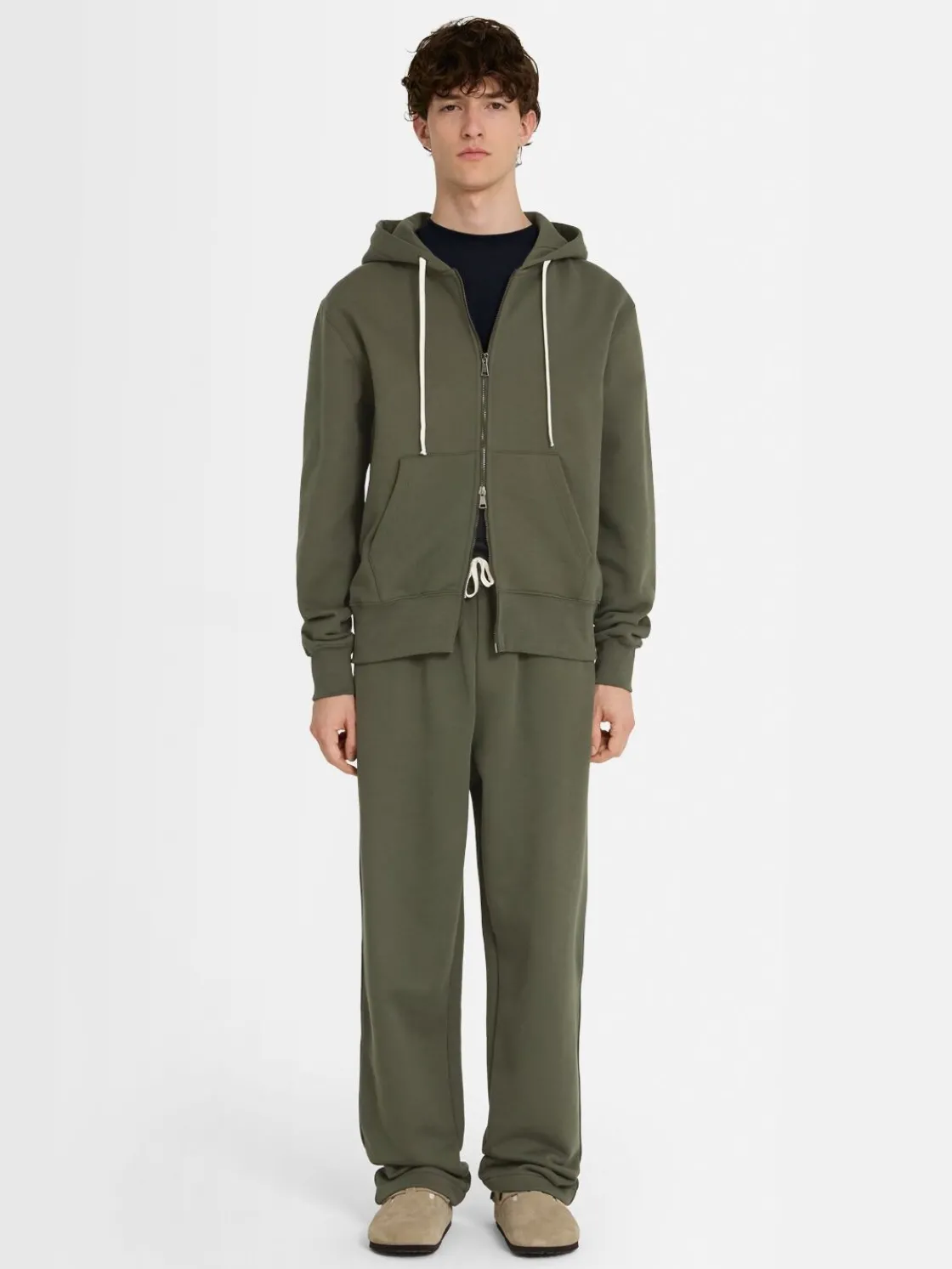 Felpa in cotone con zip e cappuccio