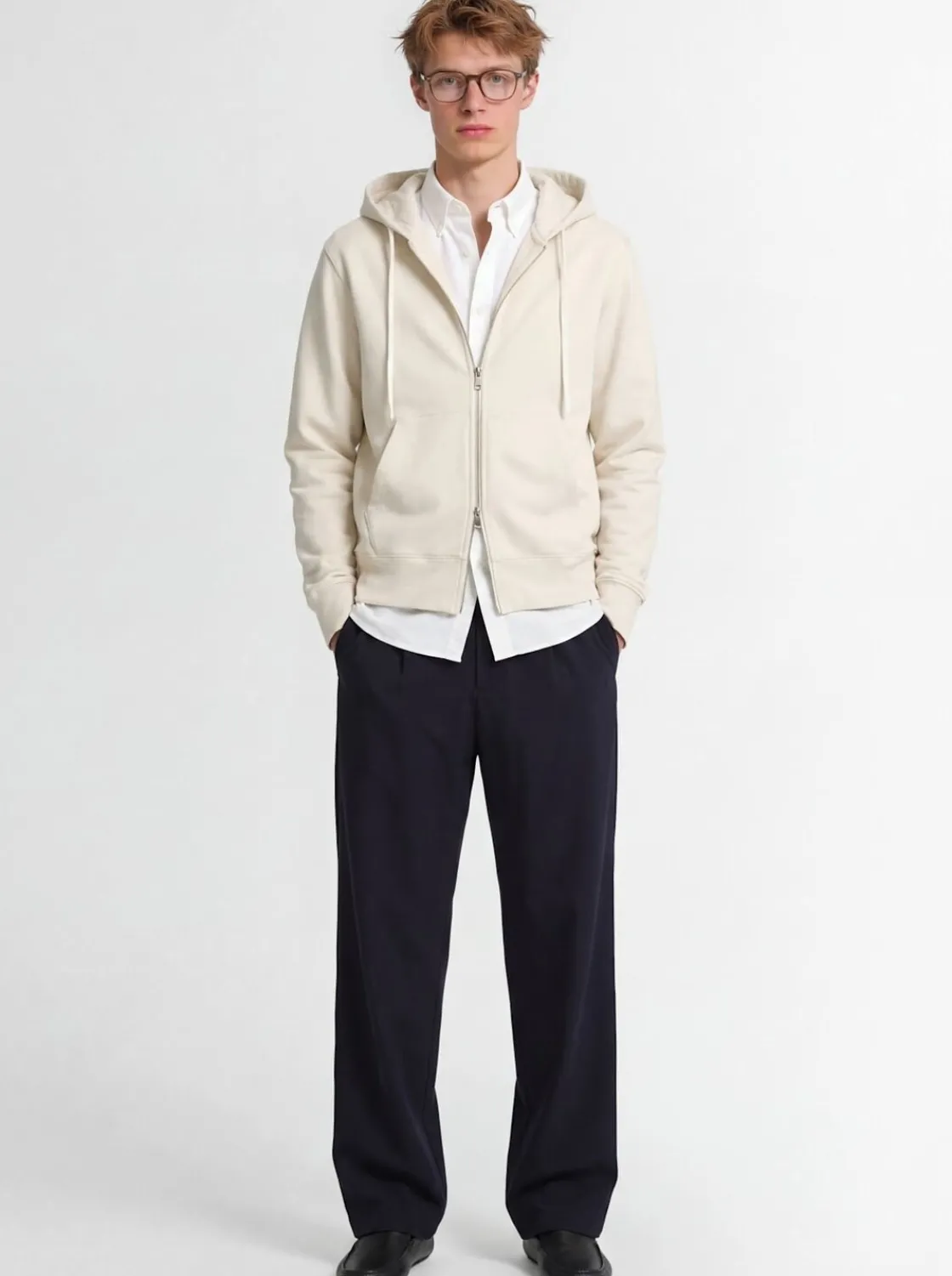 Felpa in cotone con zip e cappuccio
