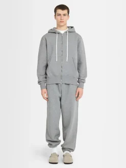 Felpa in cotone con zip e cappuccio
