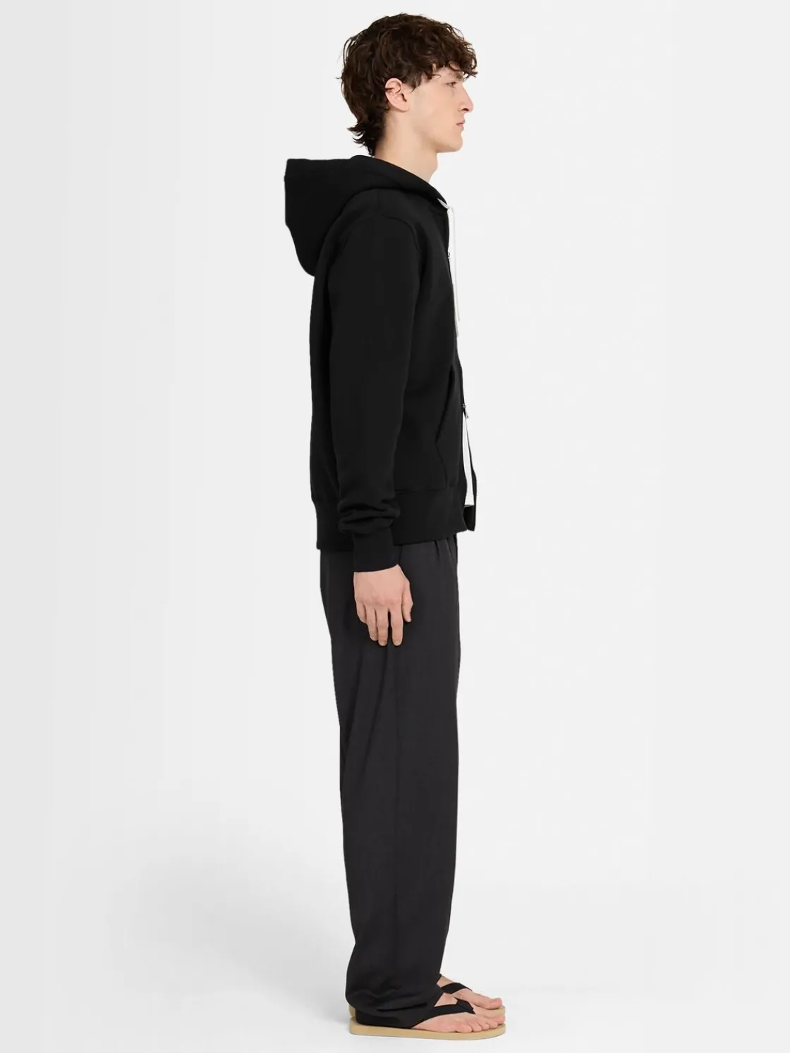 Felpa in cotone con zip e cappuccio