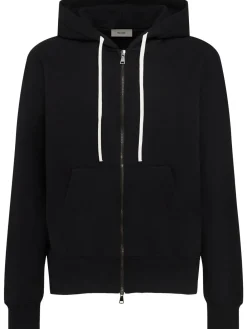 Felpa in cotone con zip e cappuccio