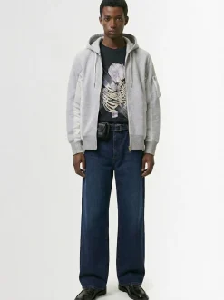 Felpa in cotone e twill di nylon / cappuccio