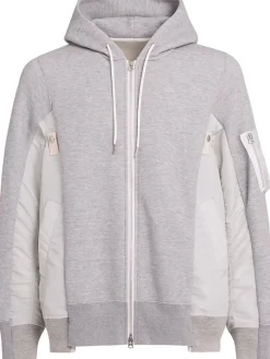 Felpa in cotone e twill di nylon / cappuccio