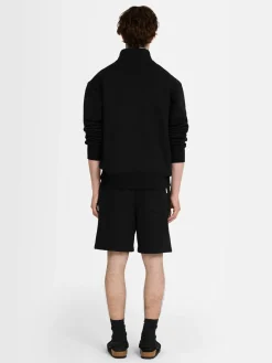 Felpa in cotone felpato con mezza zip