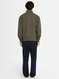 Felpa in cotone felpato con mezza zip