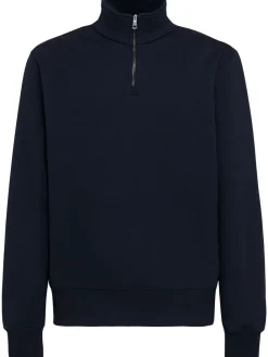Felpa in cotone felpato con mezza zip