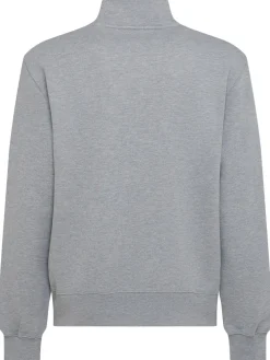 Felpa in cotone felpato con mezza zip