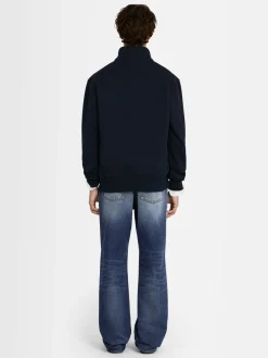 Felpa in cotone felpato con mezza zip
