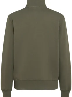 Felpa in cotone felpato con mezza zip