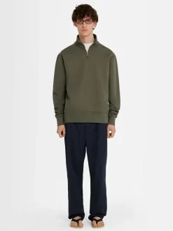 Felpa in cotone felpato con mezza zip