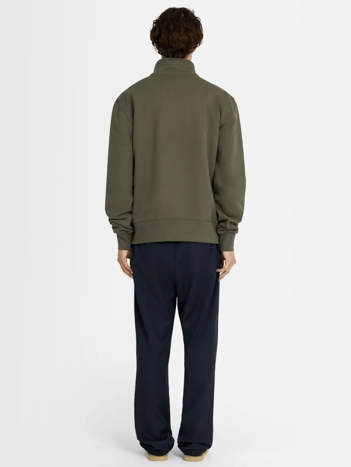 Felpa in cotone felpato con mezza zip