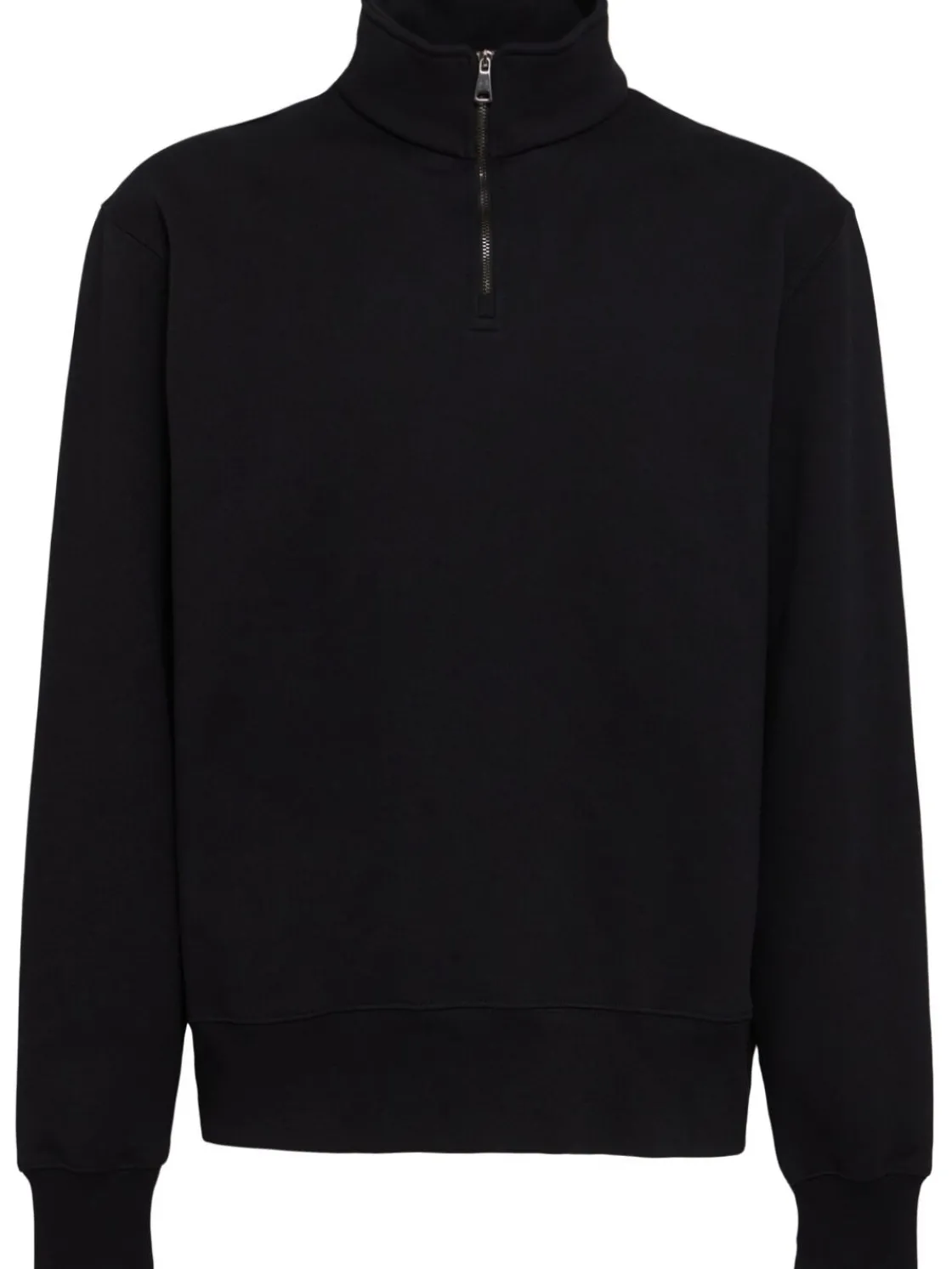 Felpa in cotone felpato con mezza zip
