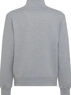 Felpa in cotone felpato con mezza zip