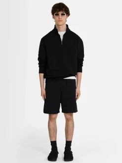 Felpa in cotone felpato con mezza zip