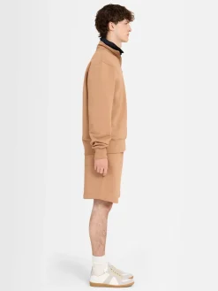 Felpa in cotone felpato con mezza zip
