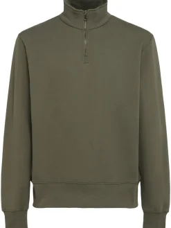 Felpa in cotone felpato con mezza zip