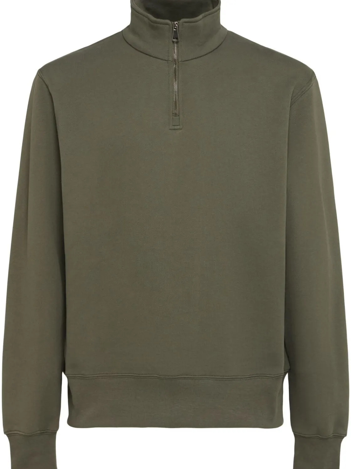 Felpa in cotone felpato con mezza zip