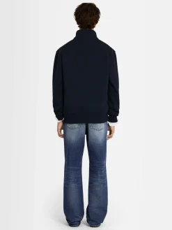 Felpa in cotone felpato con mezza zip