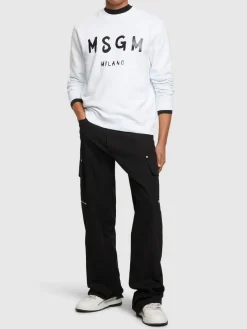 Felpa in cotone spazzolato con logo stampato