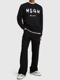 Felpa in cotone spazzolato con logo stampato