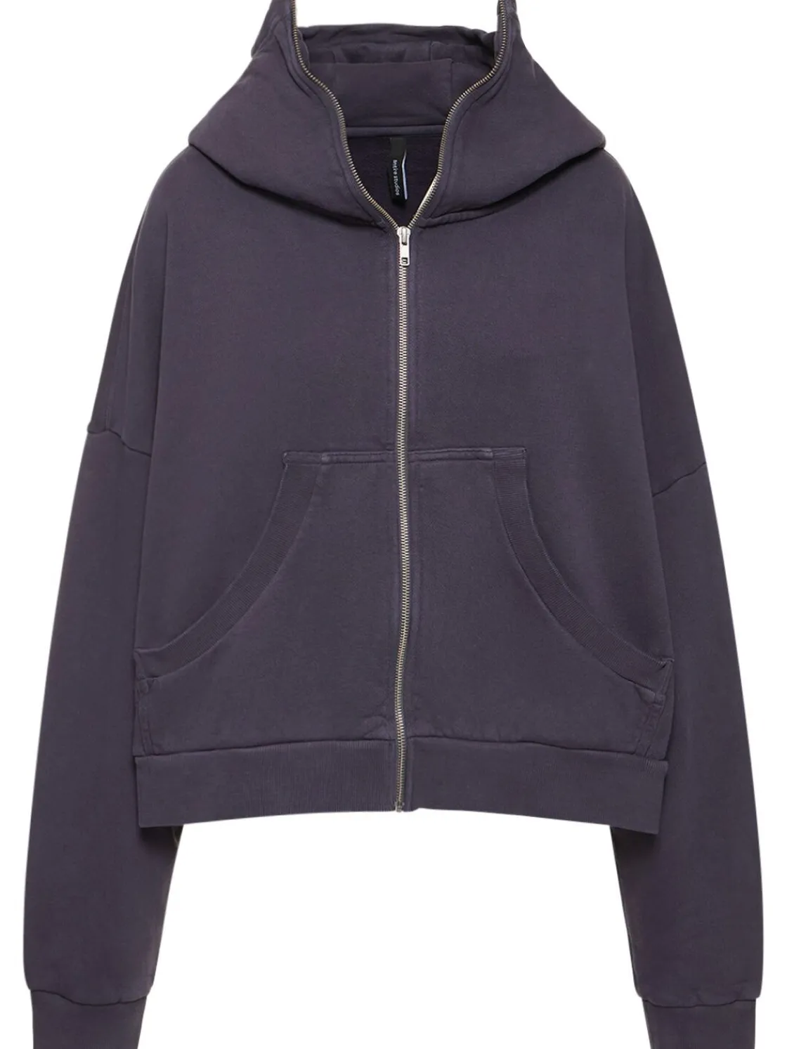 Felpa in cotone washed con zip e cappuccio