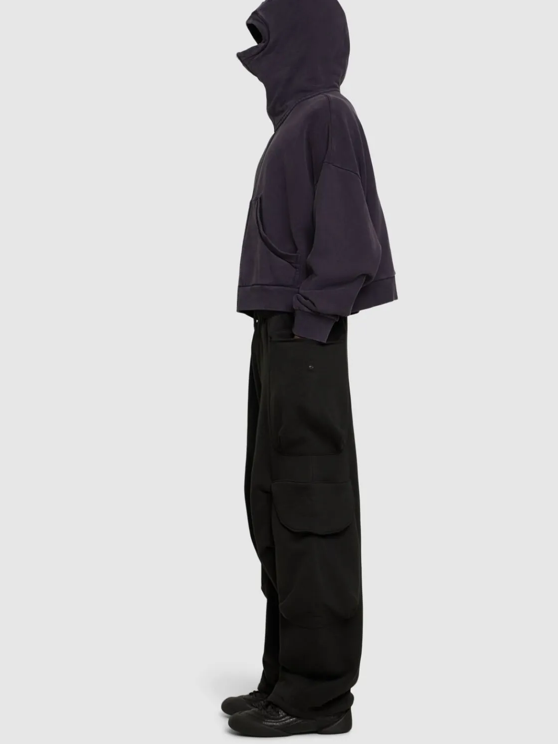 Felpa in cotone washed con zip e cappuccio