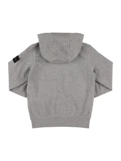 Felpa in jersey di cotone con zip e cappuccio