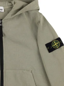 Felpa in jersey di cotone con zip e cappuccio