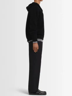 Felpa in maglia di lana con mezza zip e cappuccio