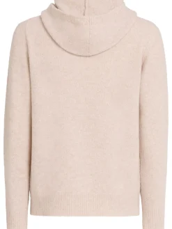 Felpa in maglia di lana con mezza zip e cappuccio