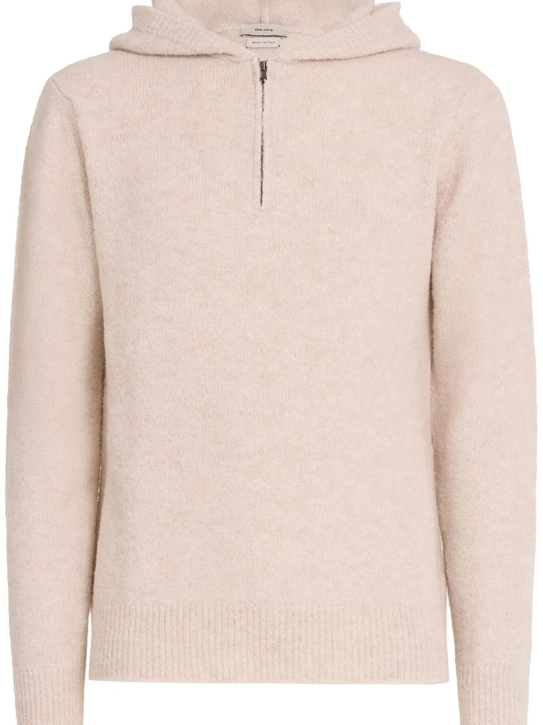 Felpa in maglia di lana con mezza zip e cappuccio