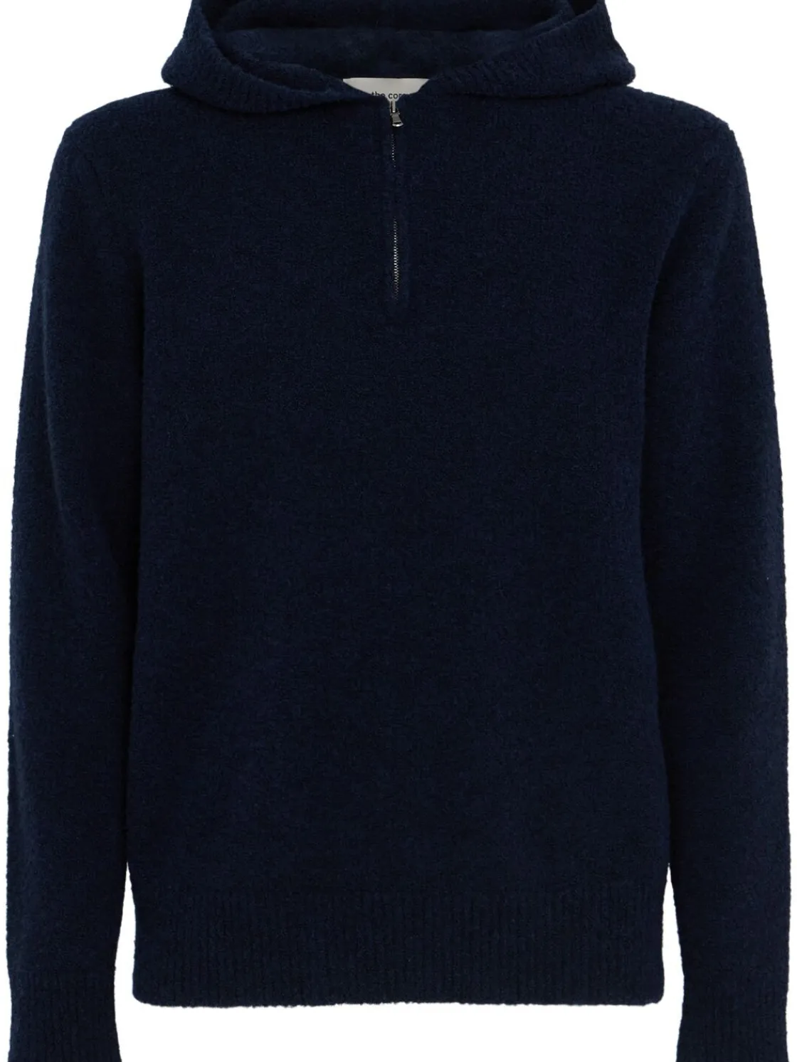 Felpa in maglia di lana con mezza zip e cappuccio