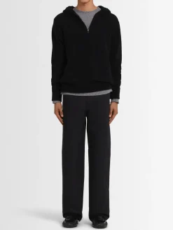 Felpa in maglia di lana con mezza zip e cappuccio