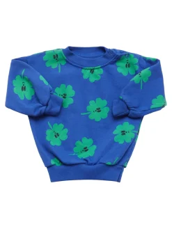 Felpa in misto cotone con stampa fiori