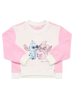 Felpa in misto cotone con stampa Stitch