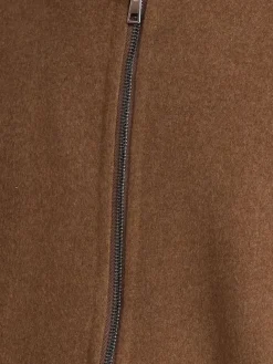 Felpa in misto lana con zip e cappuccio