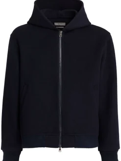 Felpa in misto lana con zip e cappuccio