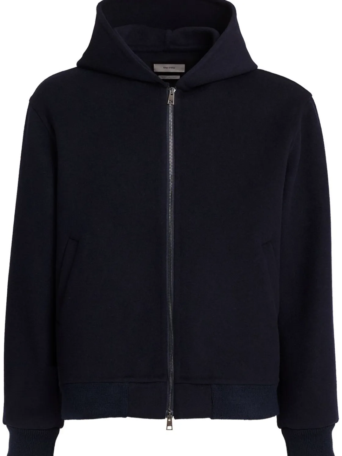 Felpa in misto lana con zip e cappuccio