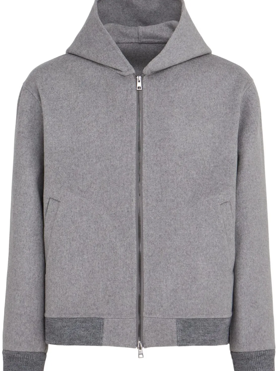 Felpa in misto lana con zip e cappuccio