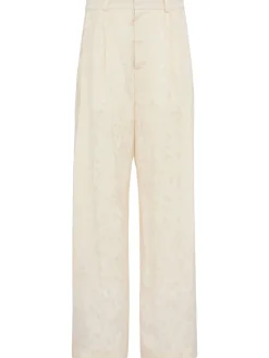 Floral jacquard wide pants