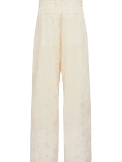 Floral jacquard wide pants